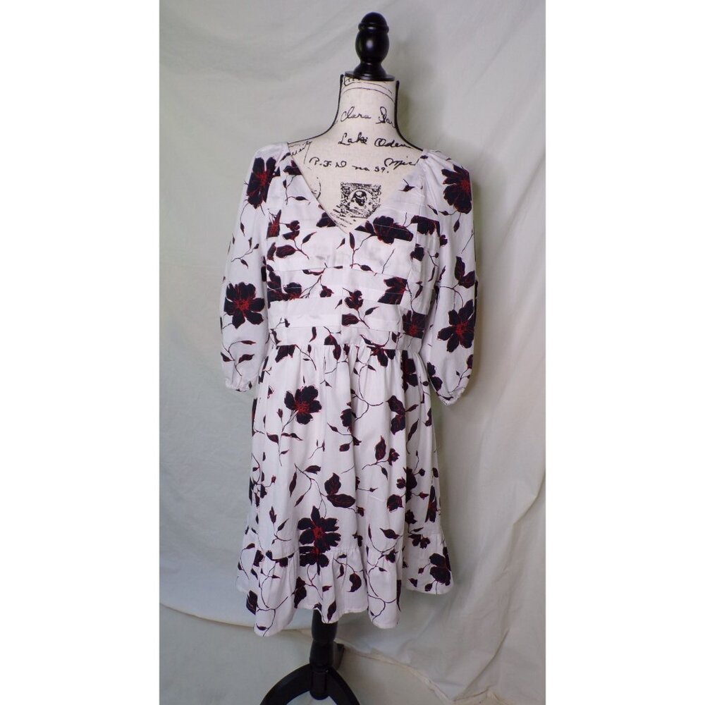 🆕DU PARADIS Floral Cotton Puff Sleeve Mini Dress Large - Picture 3 of 8